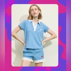 Prince Blue and Cream Short Sleeve collared pickleball shirt XL